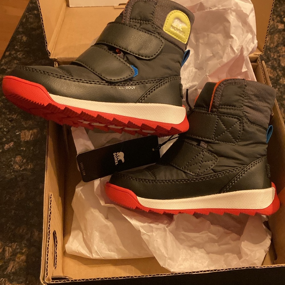 Sorel Kids Boots with Red and Black Design